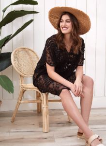 Crochet Detail Mesh Cover-Up sold by Laura