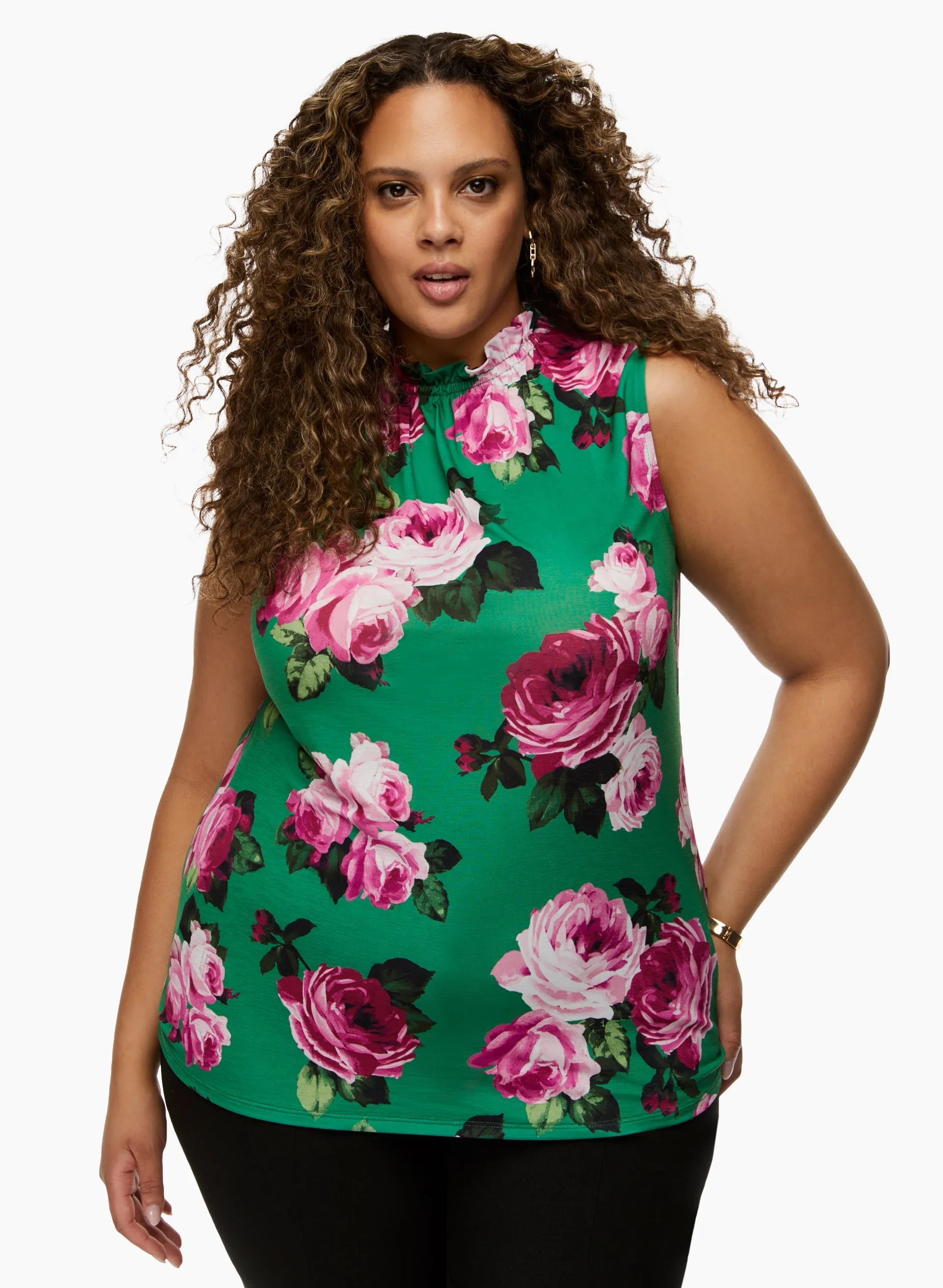 Ruffle Detail Sleeveless Top sold by Laura