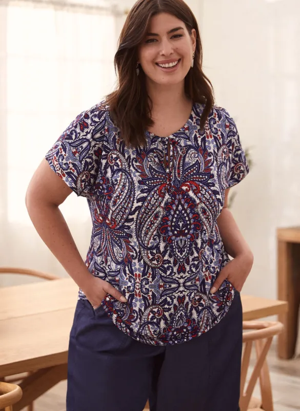 Mosaic Paisley Print Top sold by Laura