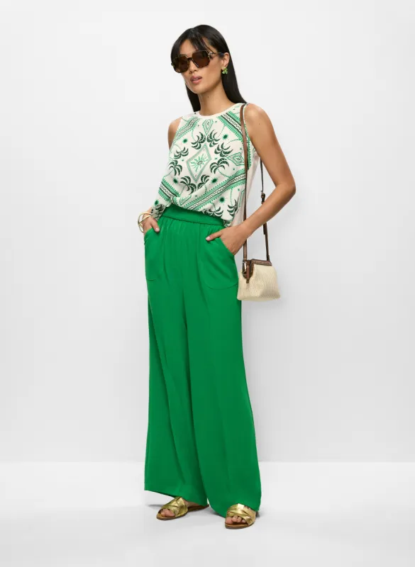Geometric Print Sleeveless Top & Shirred Waist Wide-Leg Pants sold by Laura