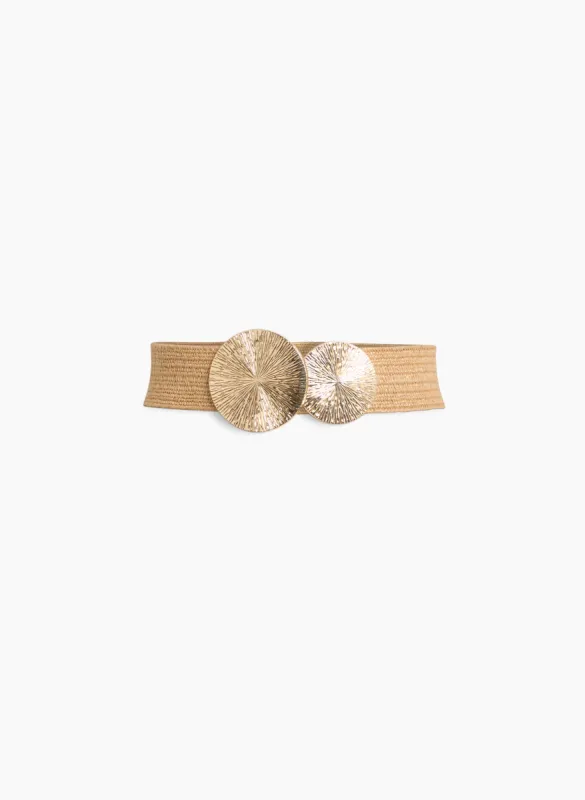 Round Buckle Elastic Braided Belt sold by Laura