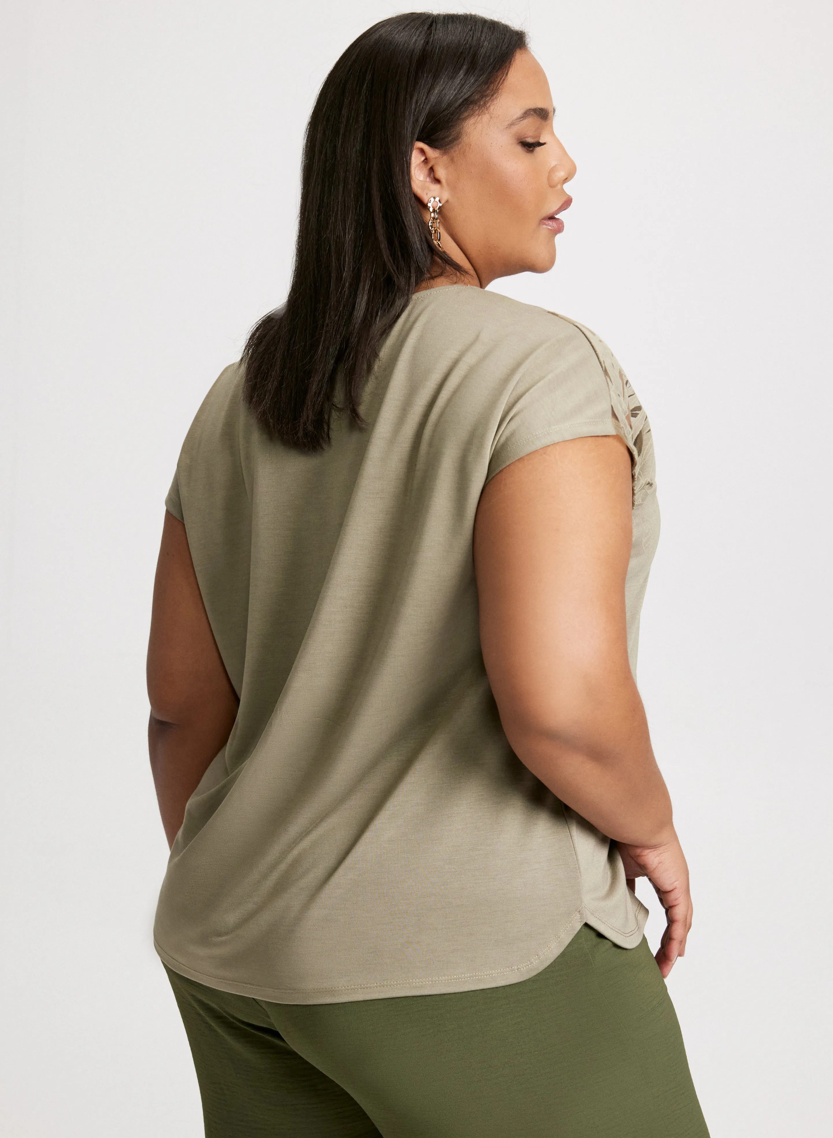 Floral Lace Detail Burnout Tee sold by Laura product image thumbnail 4