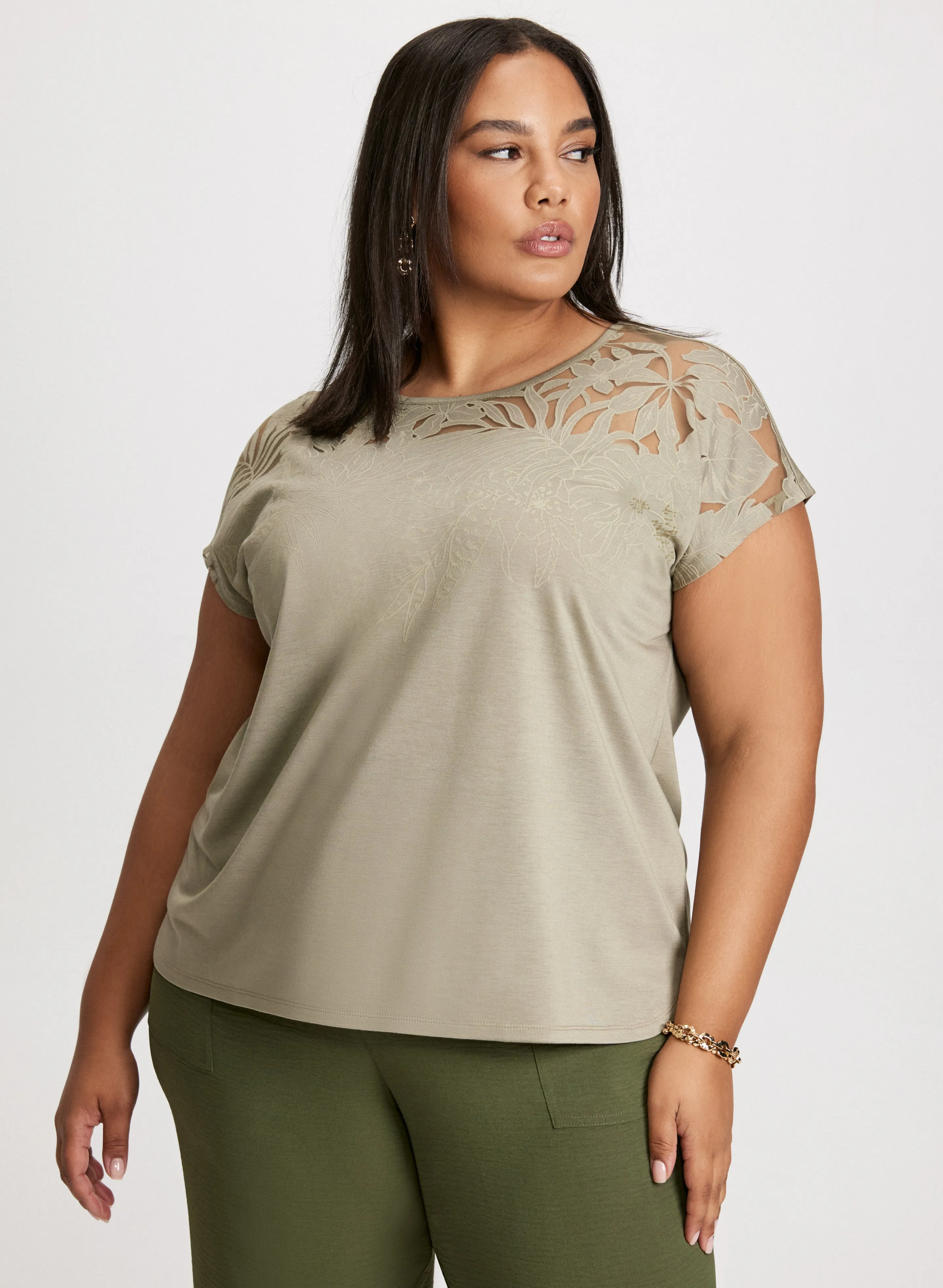 Floral Lace Detail Burnout Tee sold by Laura product image thumbnail 5