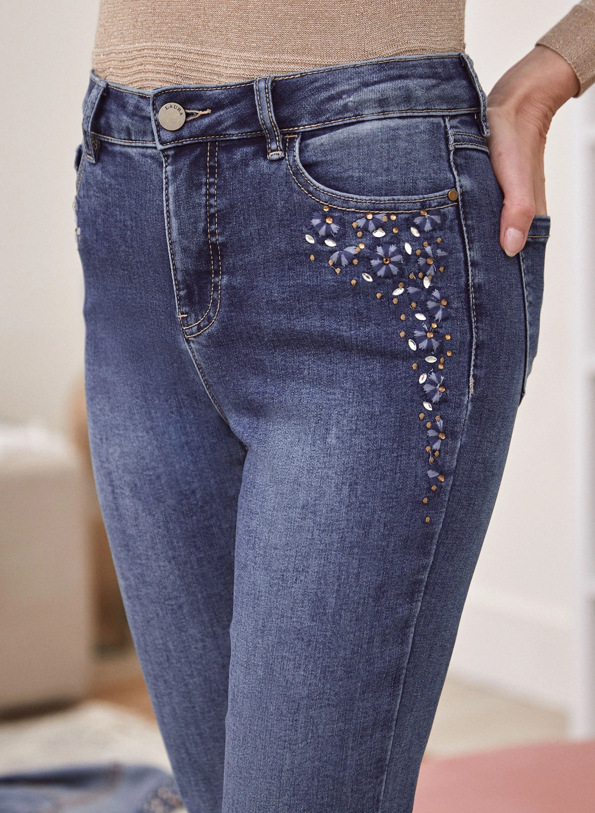 Embroidered Straight Leg Jeans sold by Laura product image thumbnail 4