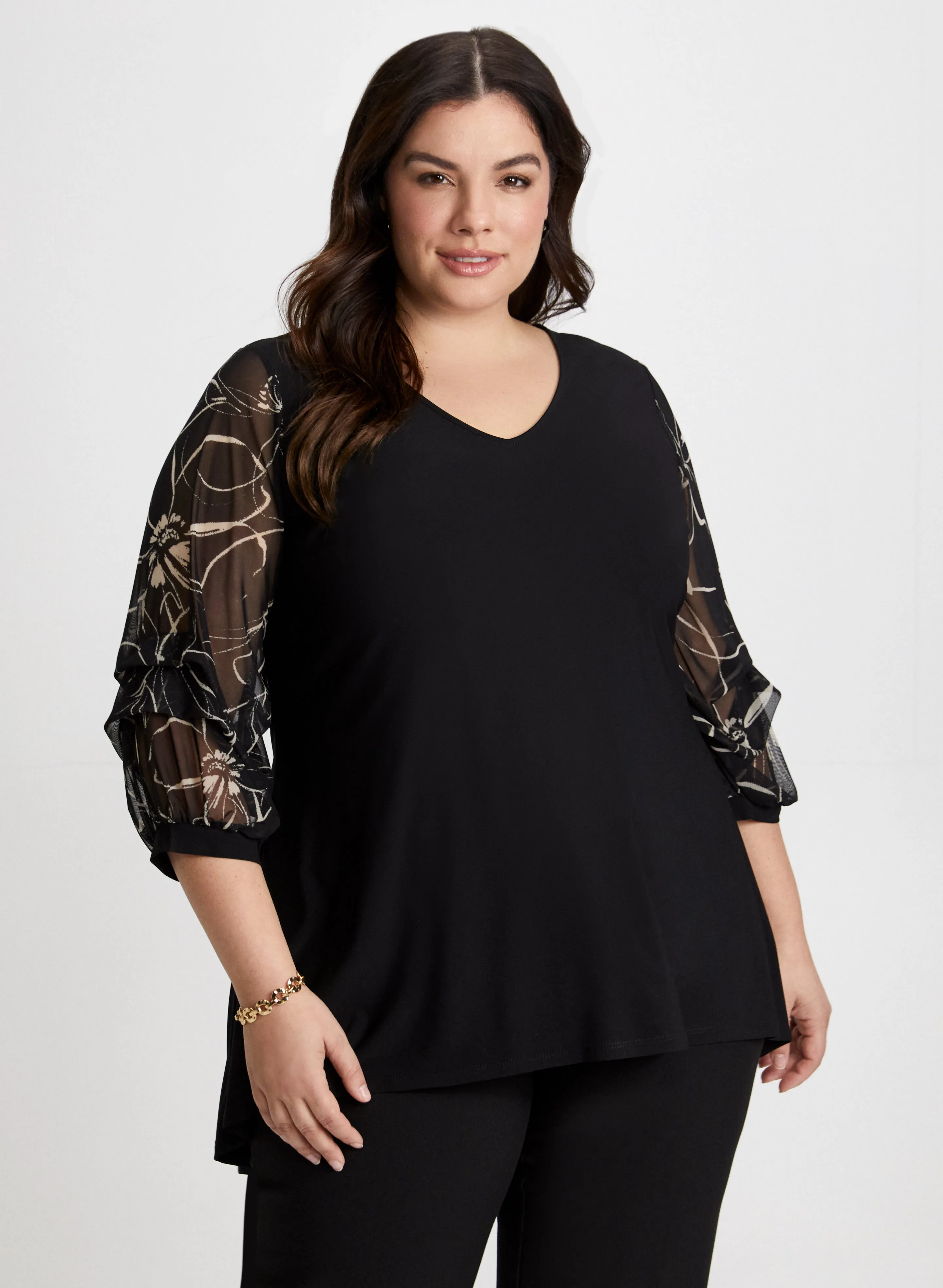 Pinched Sleeve Asymmetric Top sold by Laura