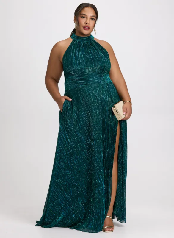 Foil Detail Mock Neck Dress sold by Laura