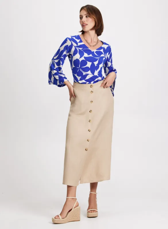 Bell Sleeve Top & Button Down Skirt sold by Laura