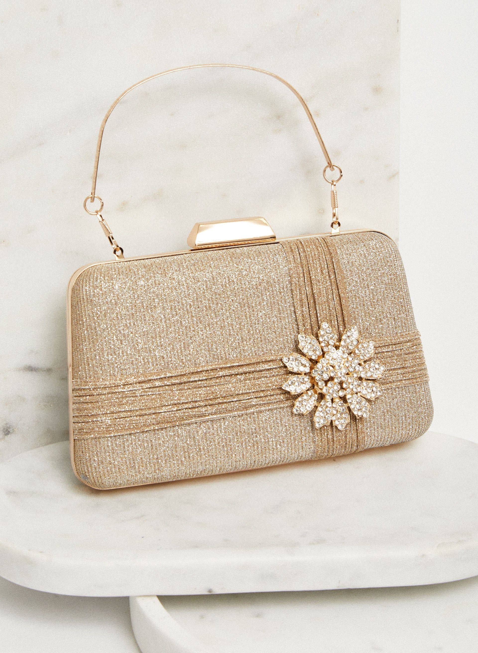 Crystal Flower Detail Clutch sold by Laura