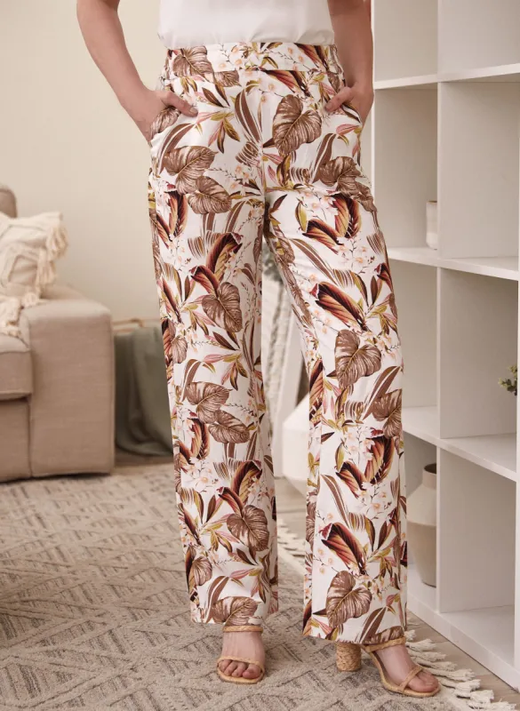 Pull-On Palm Leaf Print Pants sold by Laura