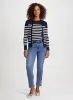 Stripe Motif Cardigan & Button Hem Jeans sold by Laura