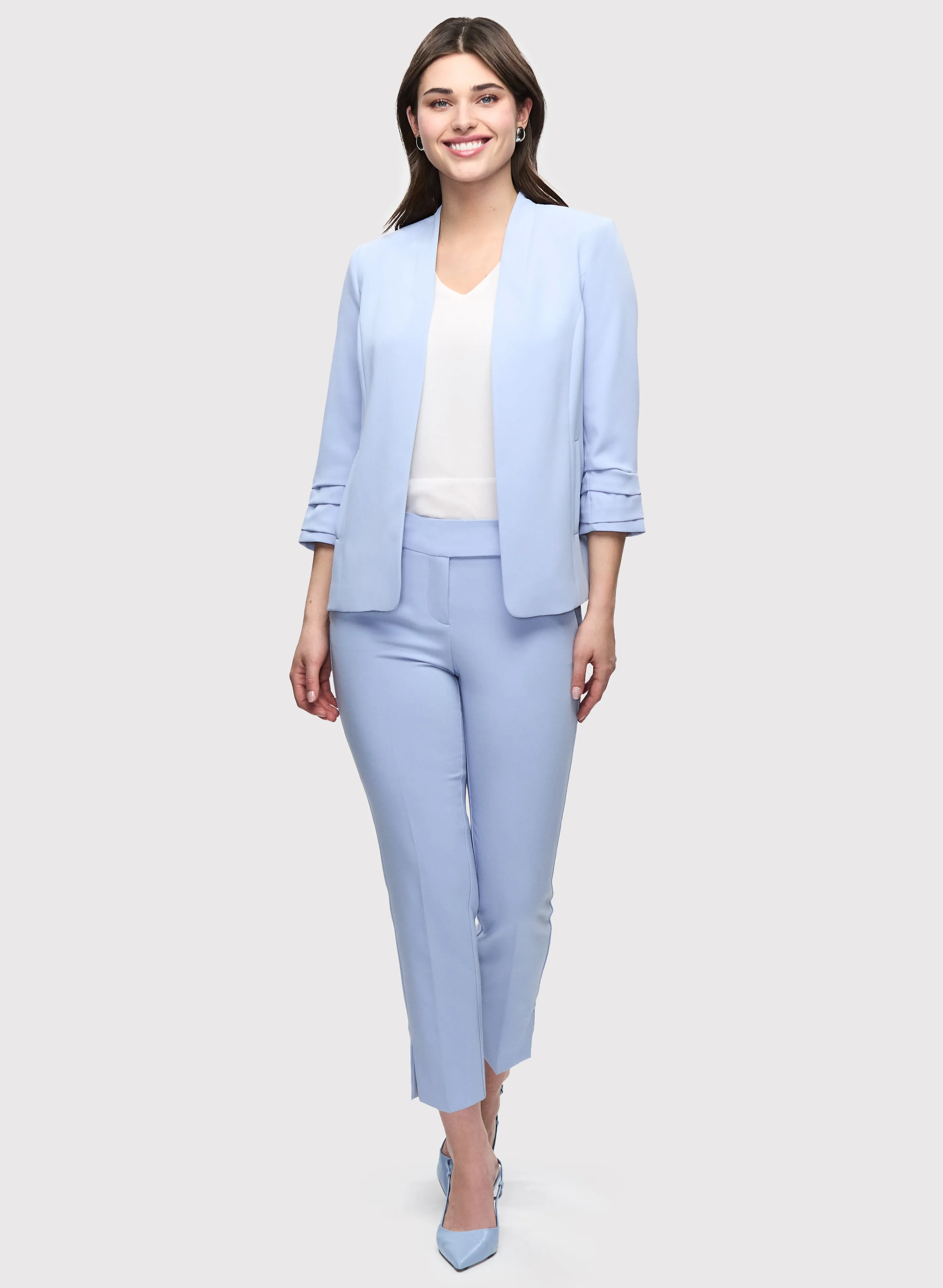 Pleated Sleeve Jacket & Slim Leg Ankle Pants sold by Laura