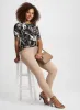 Leaf Print Peplum Top & Scalloped Hem Denim Pants sold by Laura