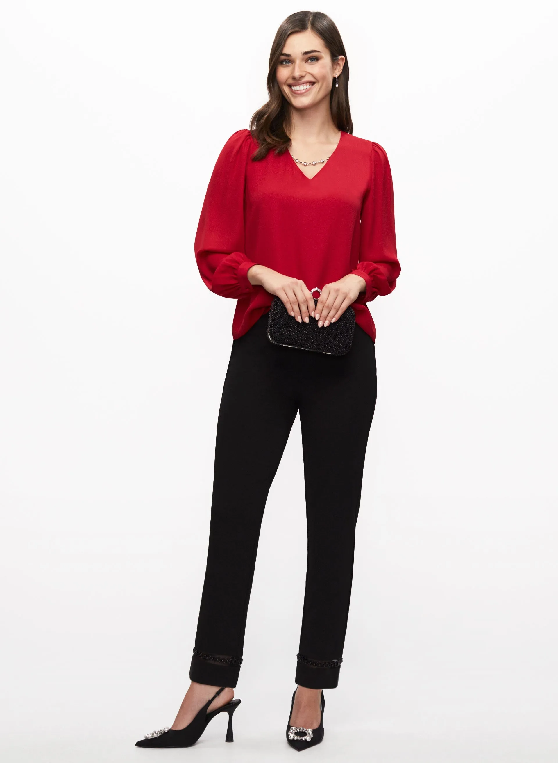 Rhinestone Chain V-Neck Top sold by Laura product image thumbnail 3