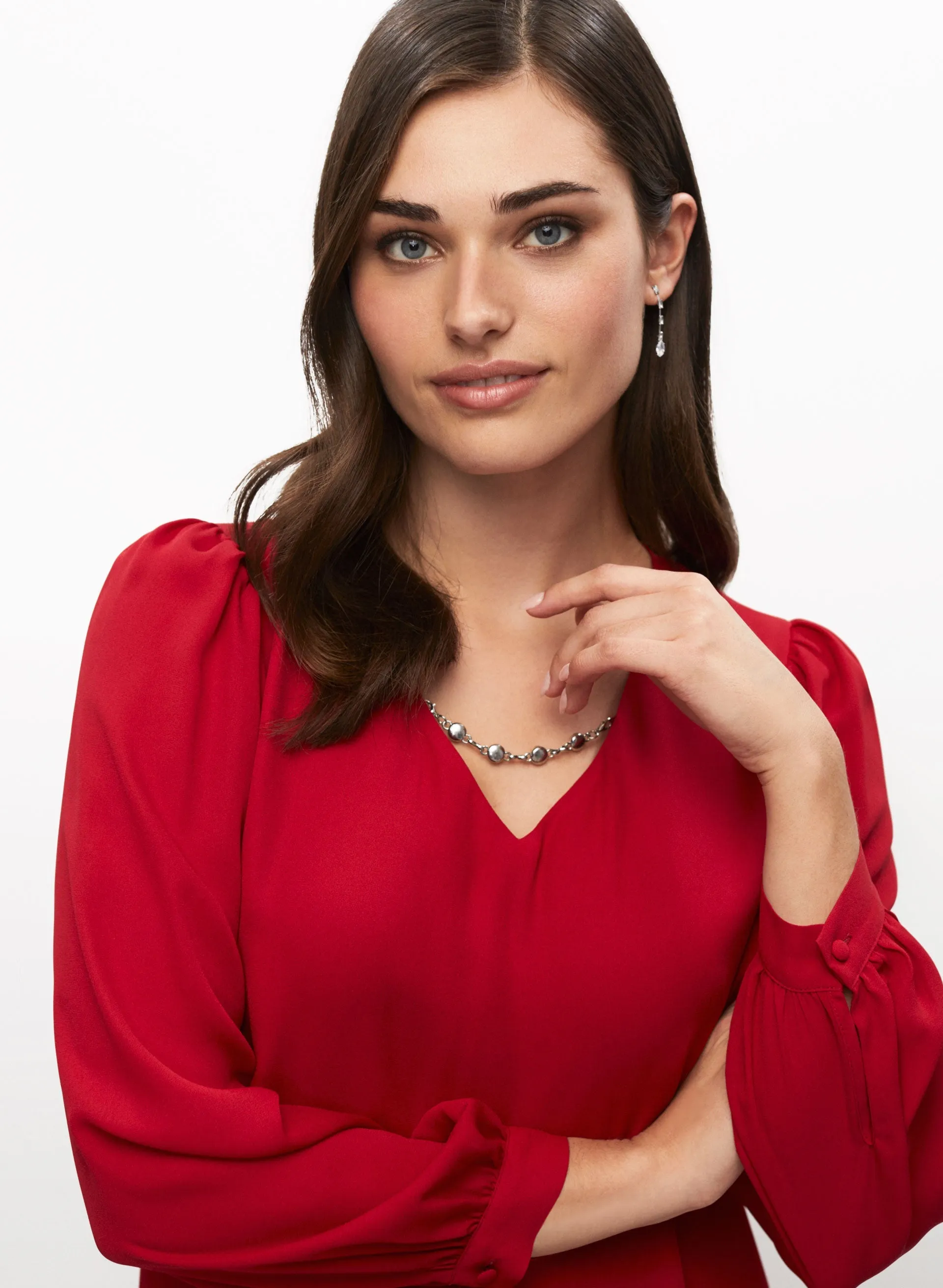 Rhinestone Chain V-Neck Top sold by Laura product image thumbnail 2