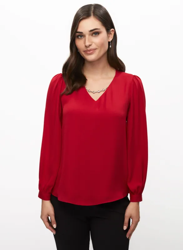 Rhinestone Chain V-Neck Top sold by Laura