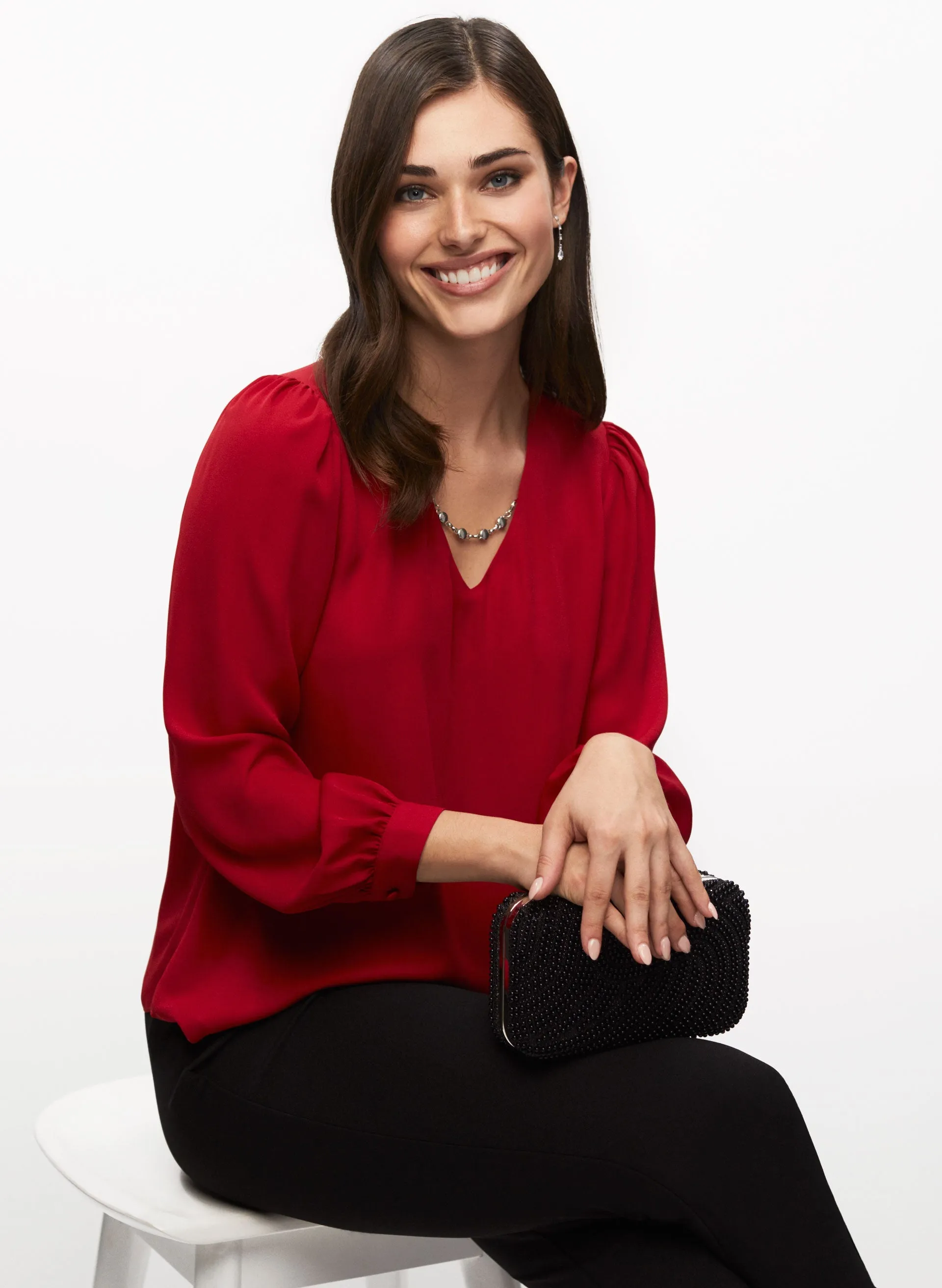 Rhinestone Chain V-Neck Top sold by Laura product image thumbnail 5