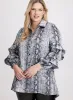 Snake Print Ruffle Sleeve Blouse sold by Laura