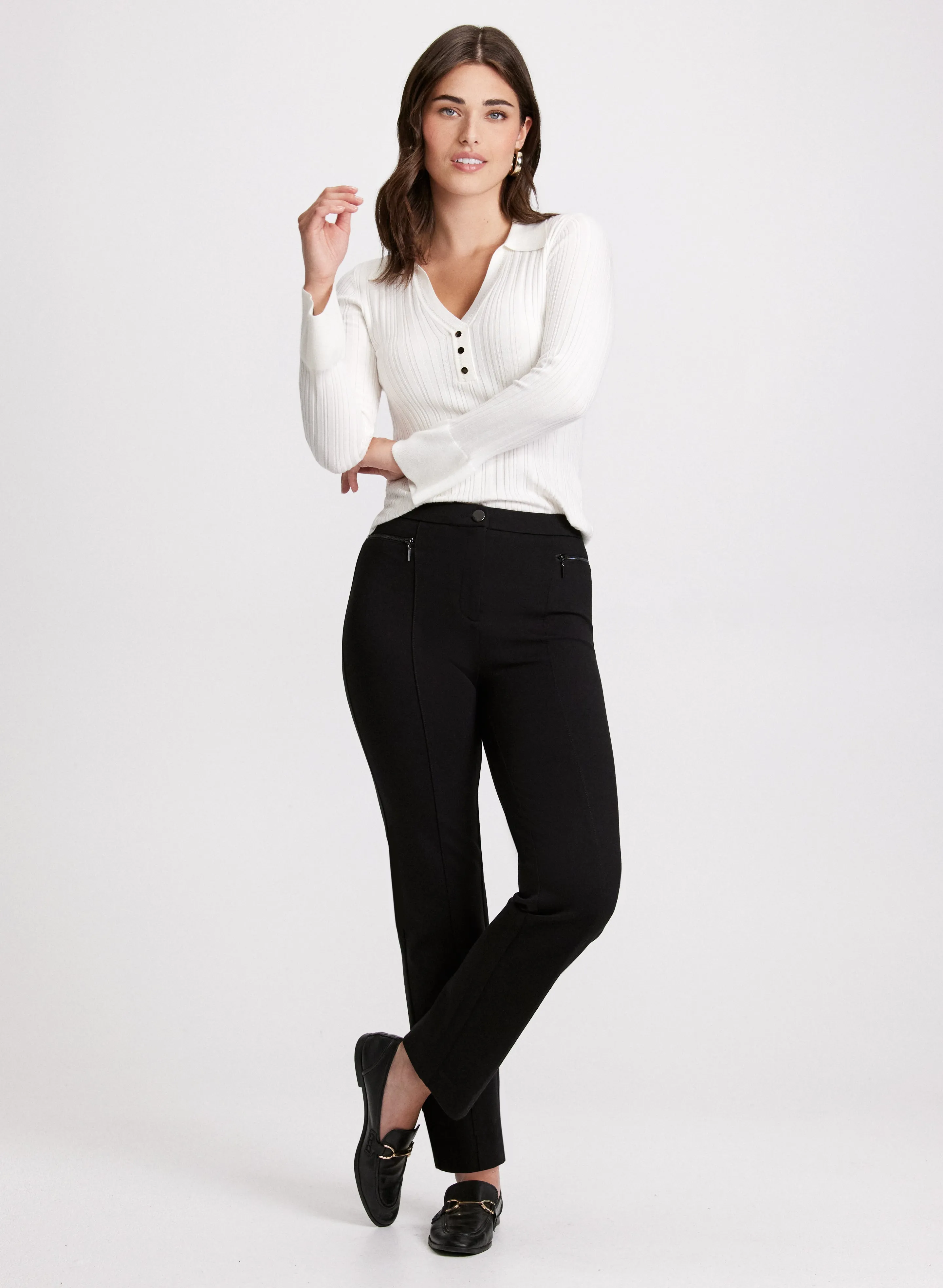 V-Neck Polo Sweater & Straight-Leg Pants sold by Laura
