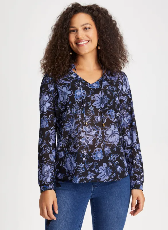 Floral Print Long Sleeve Blouse sold by Laura