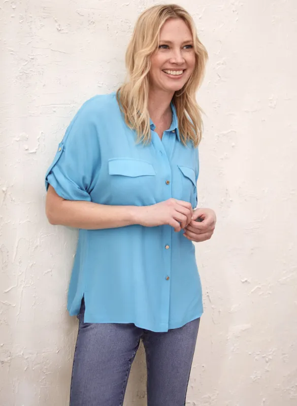 3/4 Sleeve Button-Down Blouse sold by Laura
