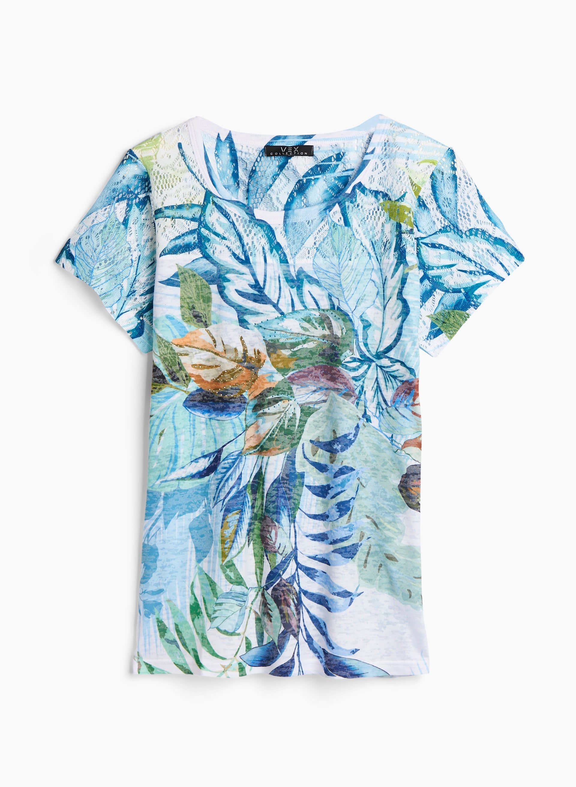 Vex - Tropical Leaf Print Burnout Tee sold by Laura product image thumbnail 5