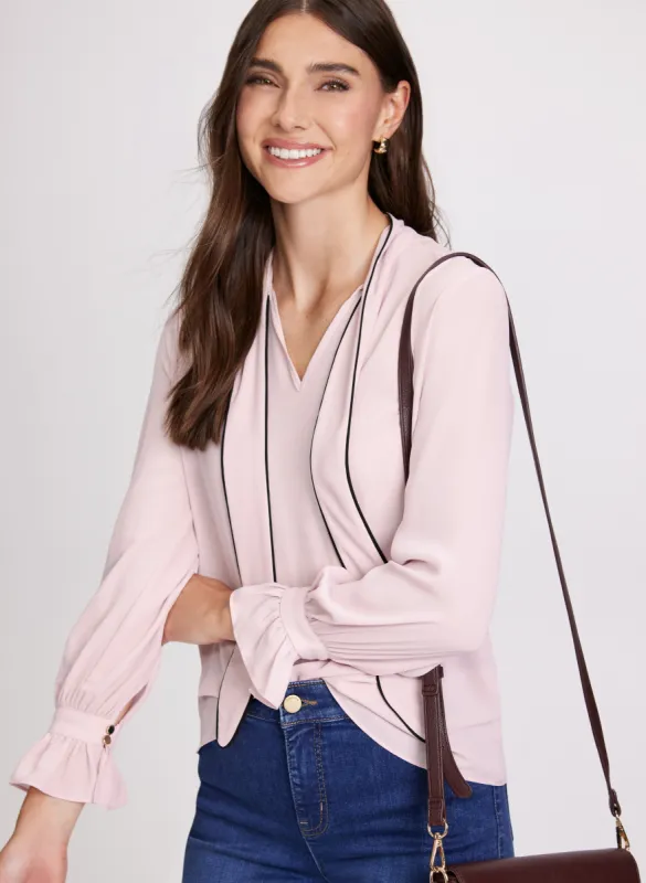 Tie Neck Long Sleeve Blouse sold by Laura