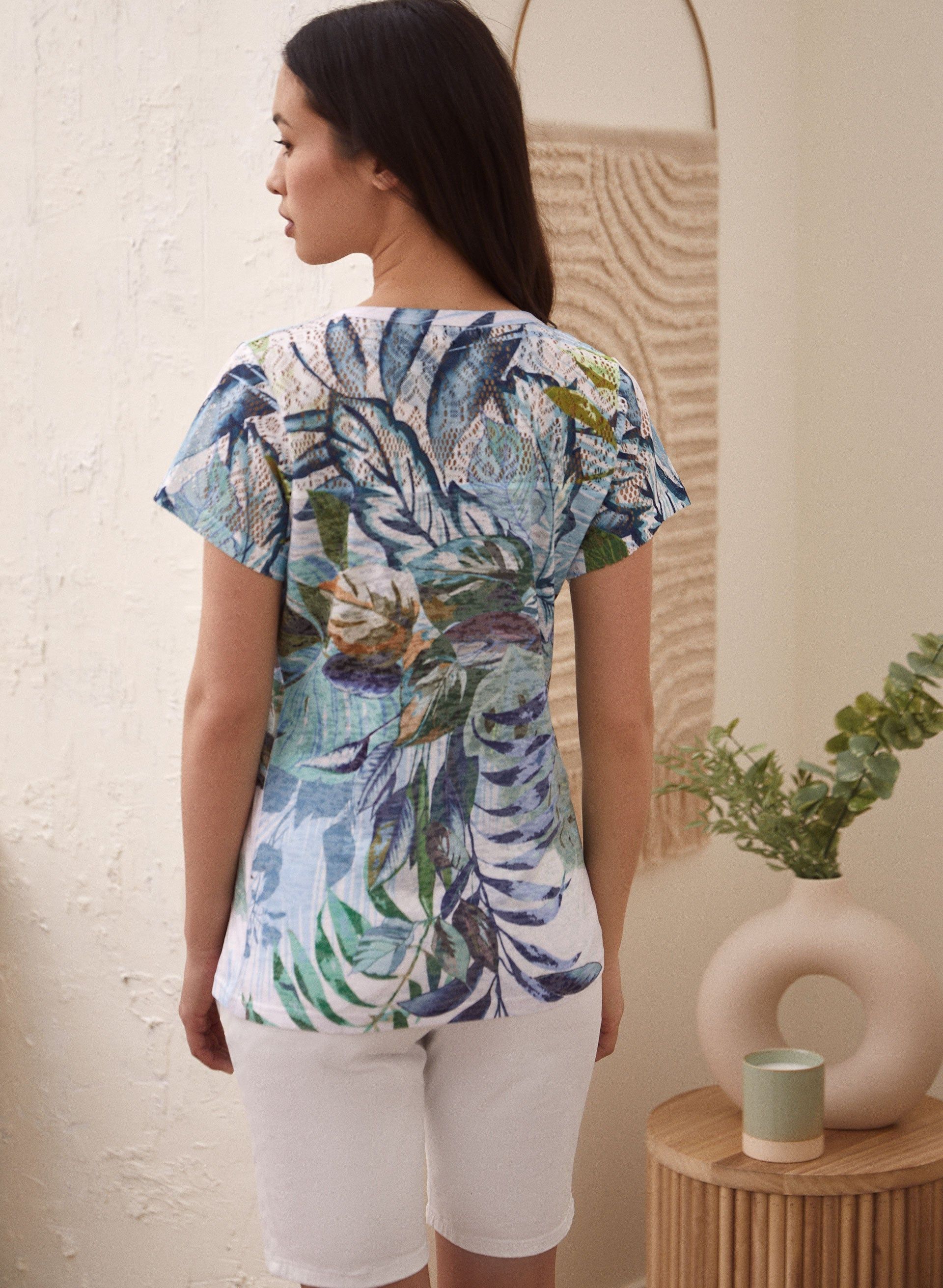 Vex - Tropical Leaf Print Burnout Tee sold by Laura product image thumbnail 4