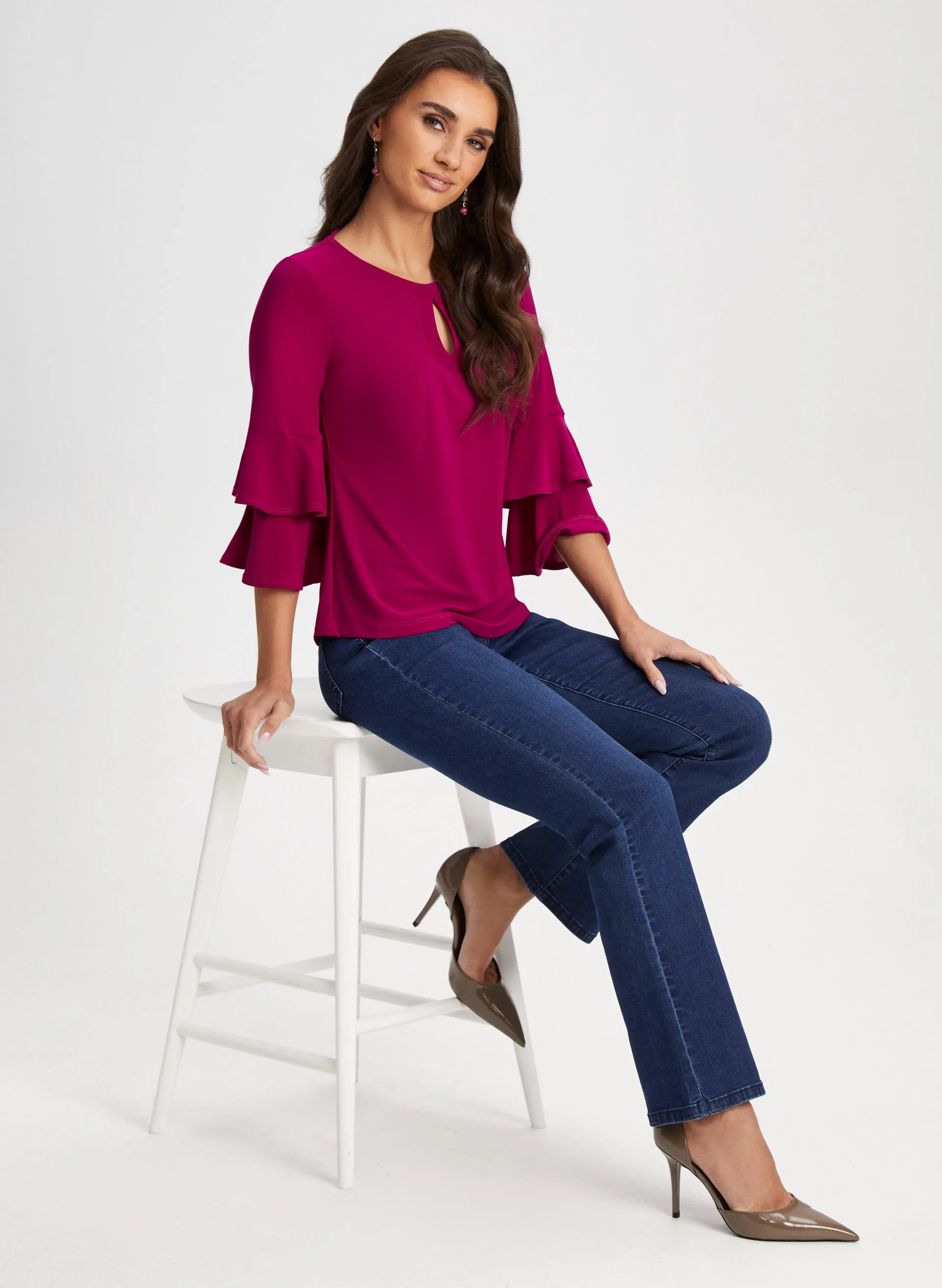 Ruffle Sleeve Keyhole Top sold by Laura product image thumbnail 3