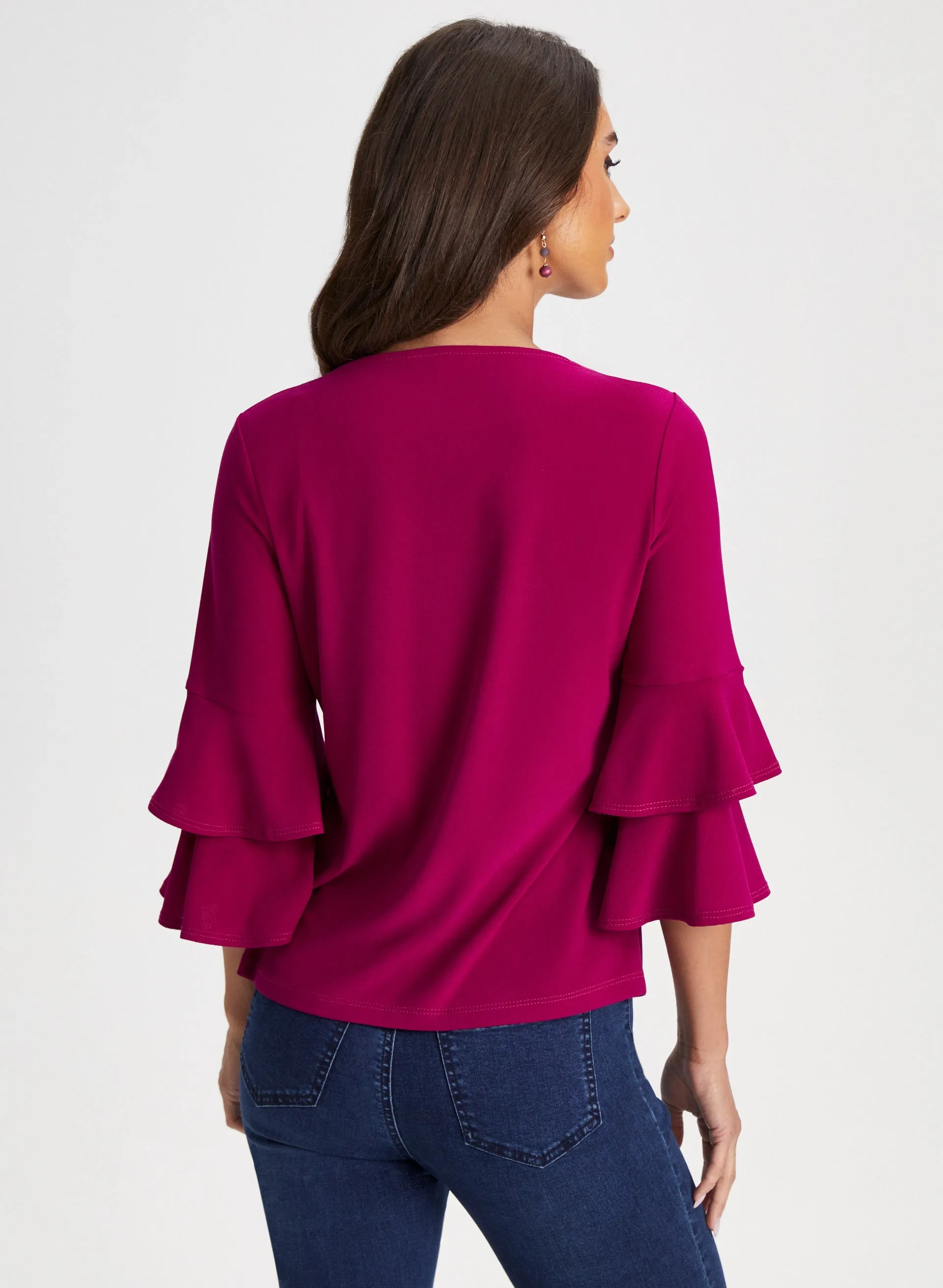 Ruffle Sleeve Keyhole Top sold by Laura product image thumbnail 4