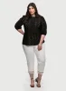 Boat Neck Eyelet Top & Lace Hem Ankle Pants sold by Laura