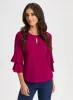 Ruffle Sleeve Keyhole Top sold by Laura