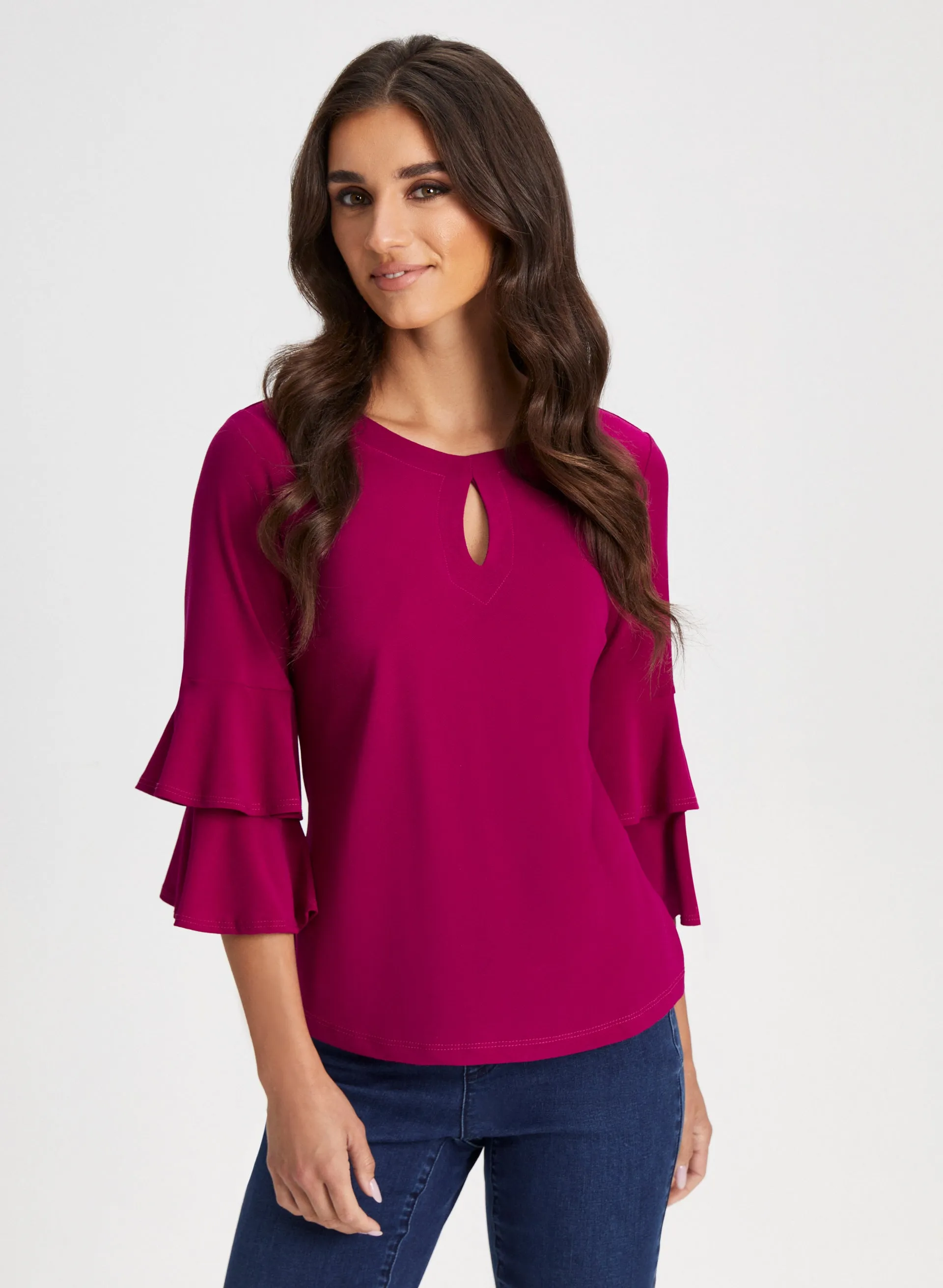 Ruffle Sleeve Keyhole Top sold by Laura product image thumbnail 5