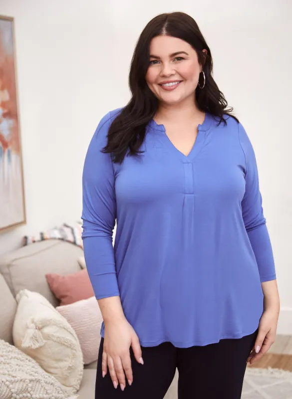 Split V-Neck Long Sleeve Tee sold by Laura