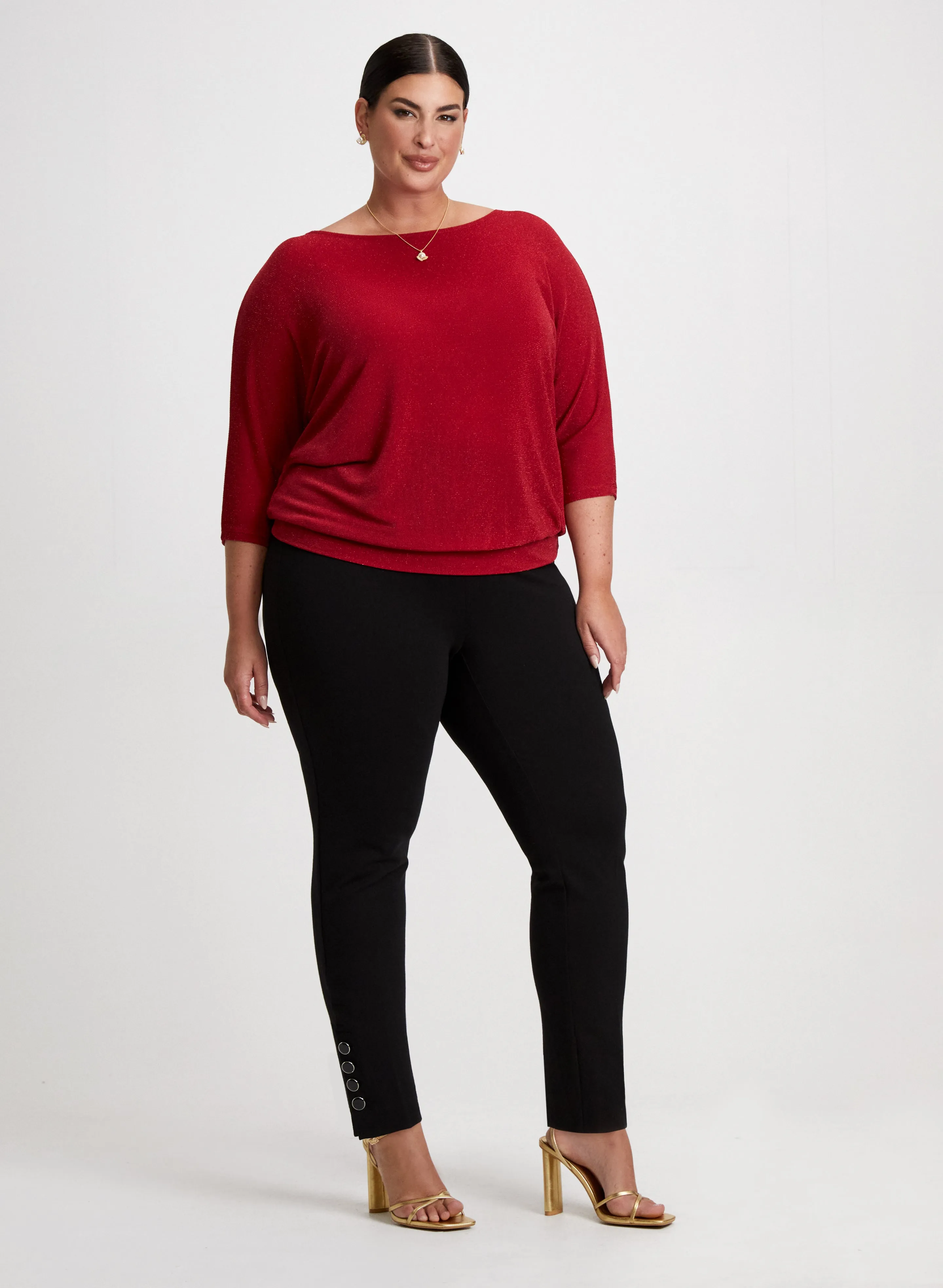 Button Detail Pants & 3/4 Sleeve Top sold by Laura