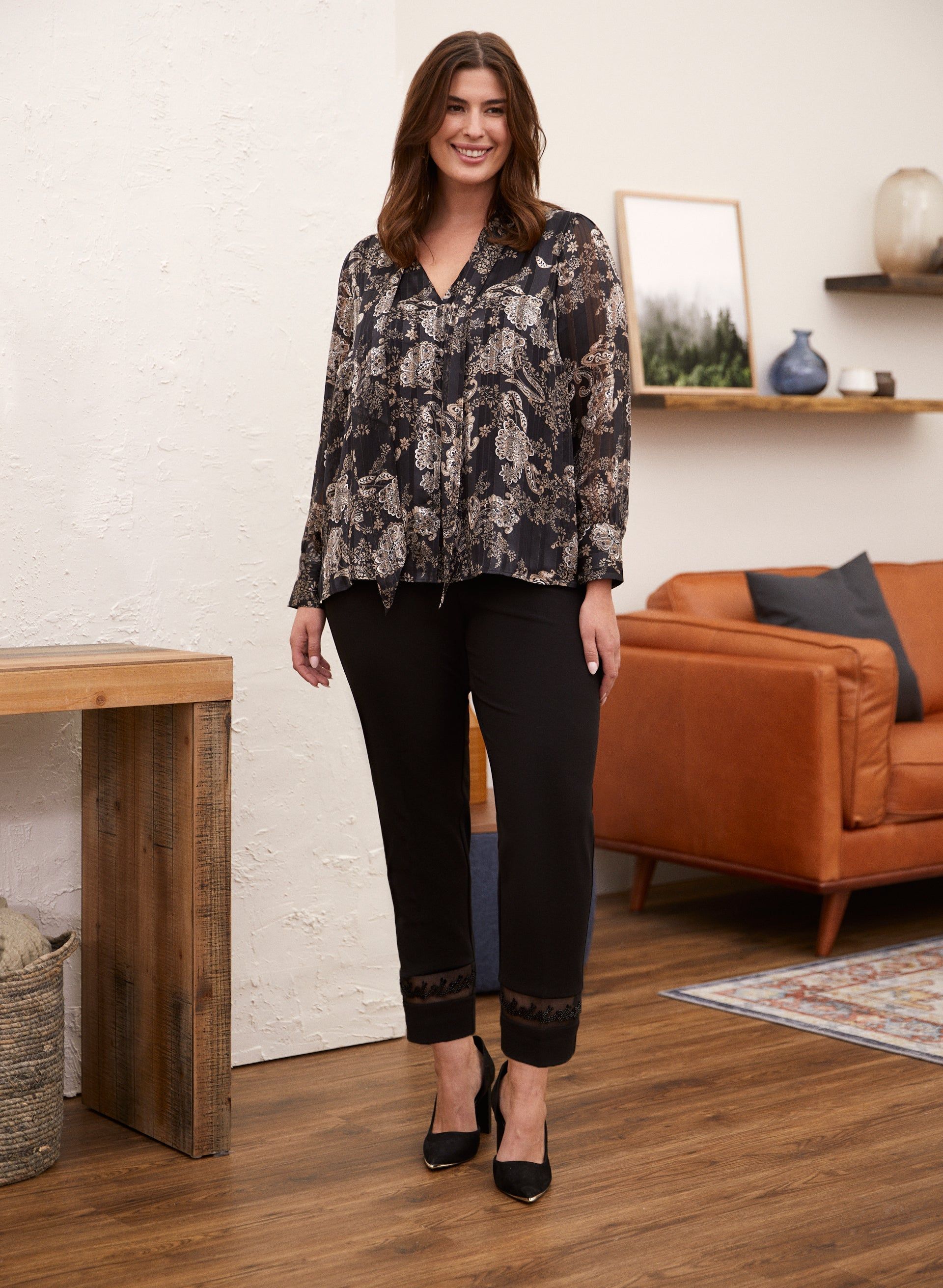 Straight Leg Mesh Detail Pants sold by Laura product image thumbnail 3