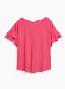 Ruffle Sleeve Scoop Neck Top sold by Laura