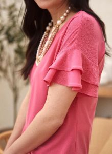 Ruffle Sleeve Scoop Neck Top sold by Laura