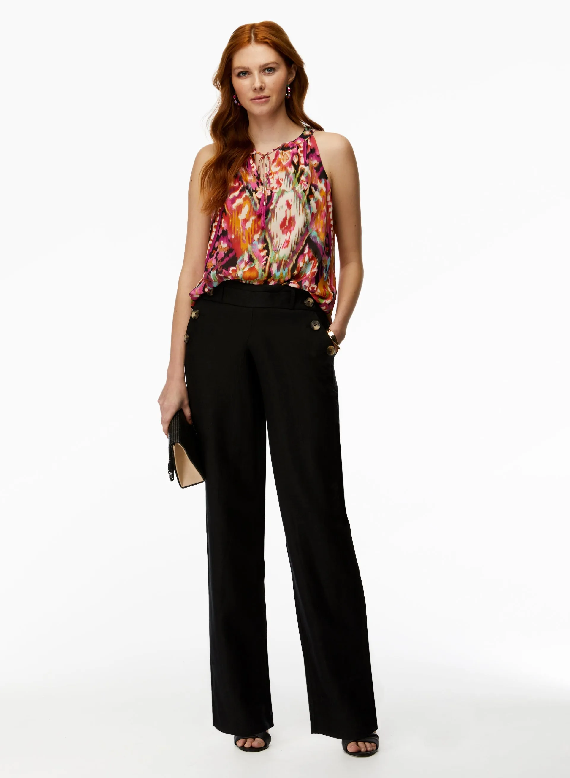 Button Detail Linen-Blend Pants sold by Laura product image thumbnail 3