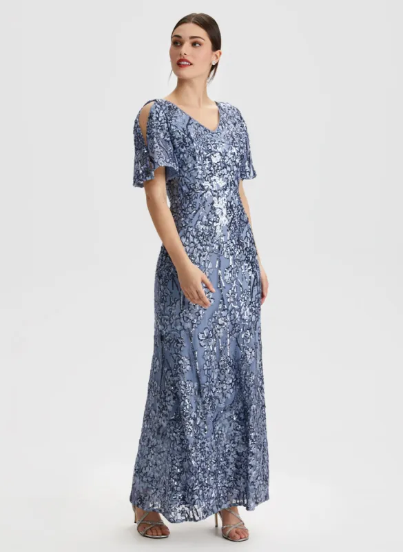 Sequined Floral Motif Dress sold by Laura