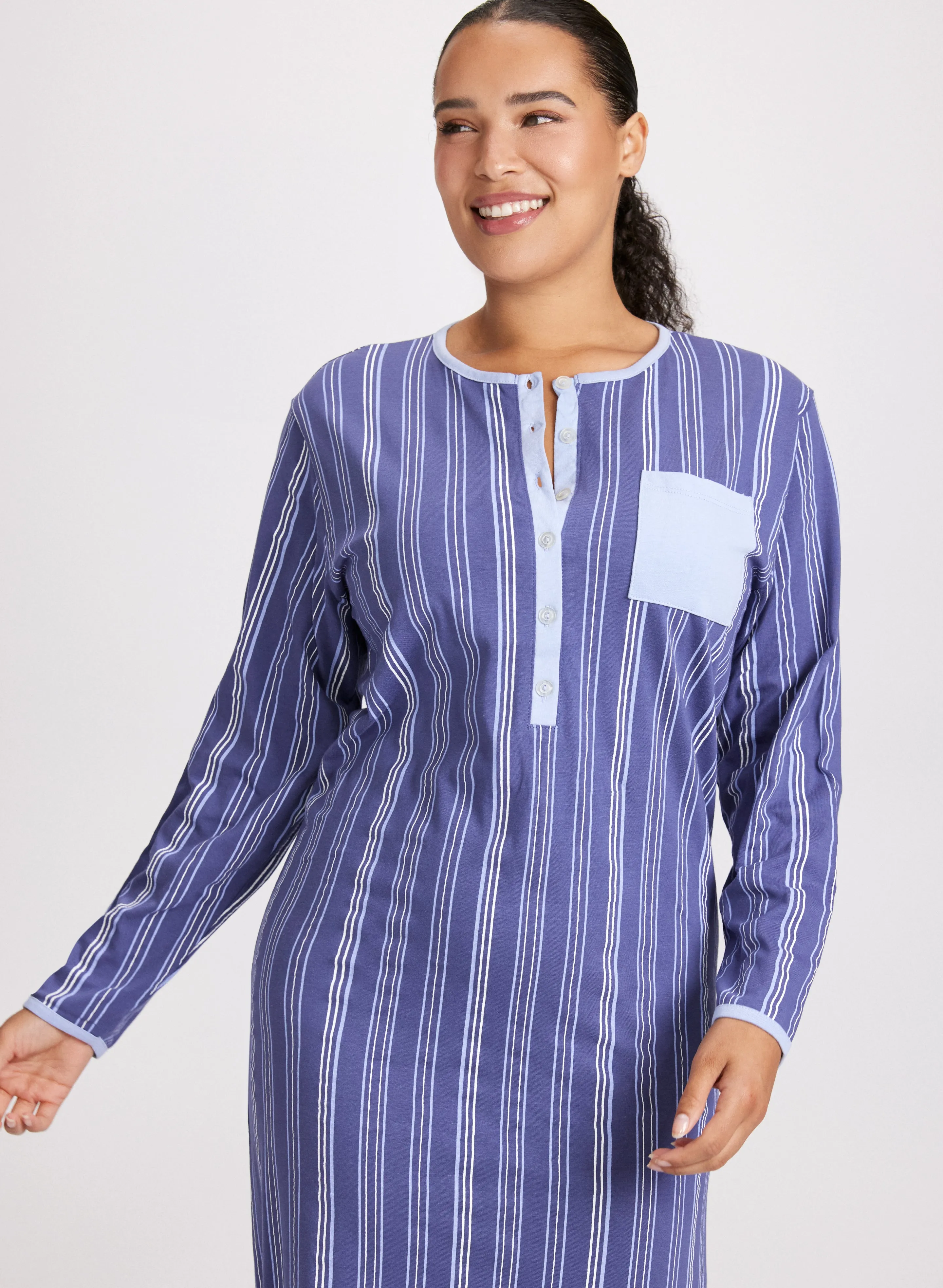 Stripe Print Long Nightgown sold by Laura product image thumbnail 4