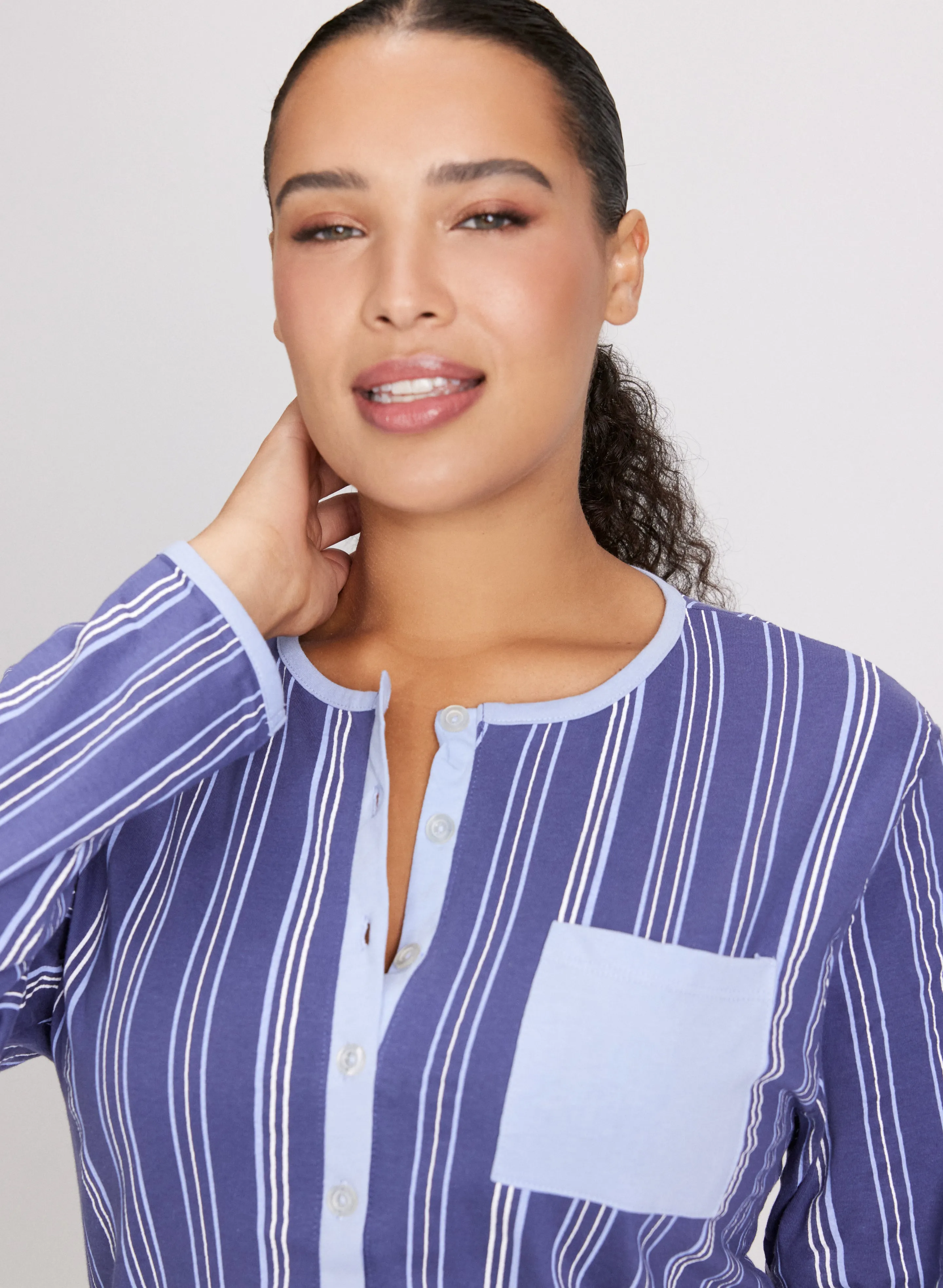 Stripe Print Long Nightgown sold by Laura product image thumbnail 5