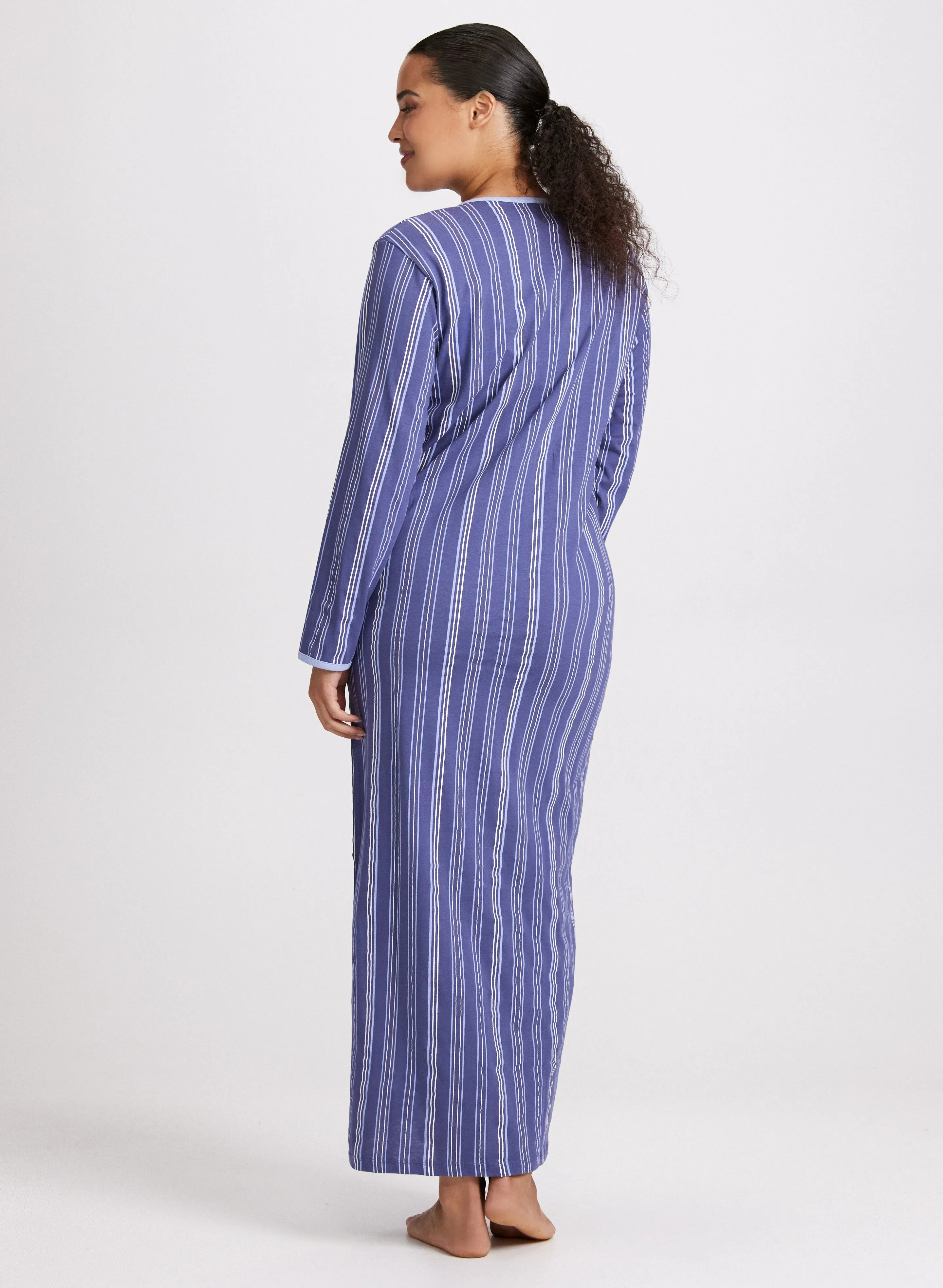 Stripe Print Long Nightgown sold by Laura product image thumbnail 3