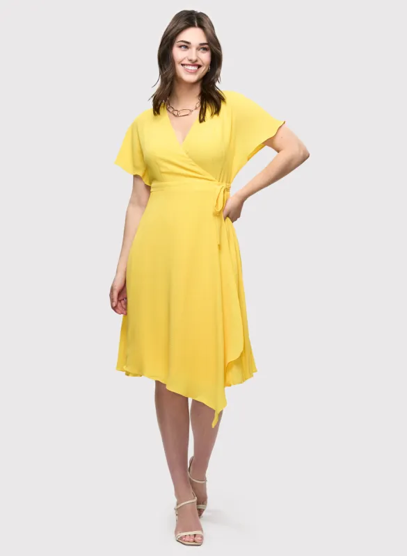 Faux-Wrap Crepe Dress sold by Laura