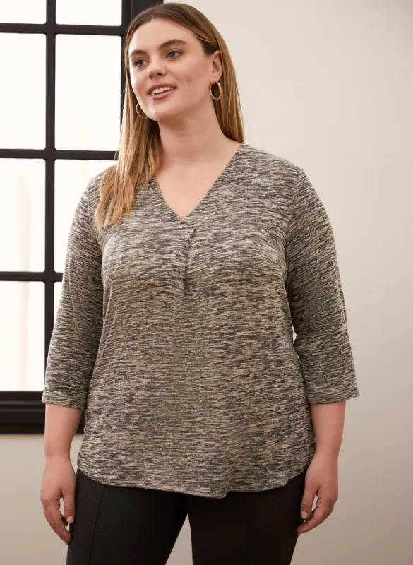 Pleat Front 3/4 Sleeve Top sold by Laura