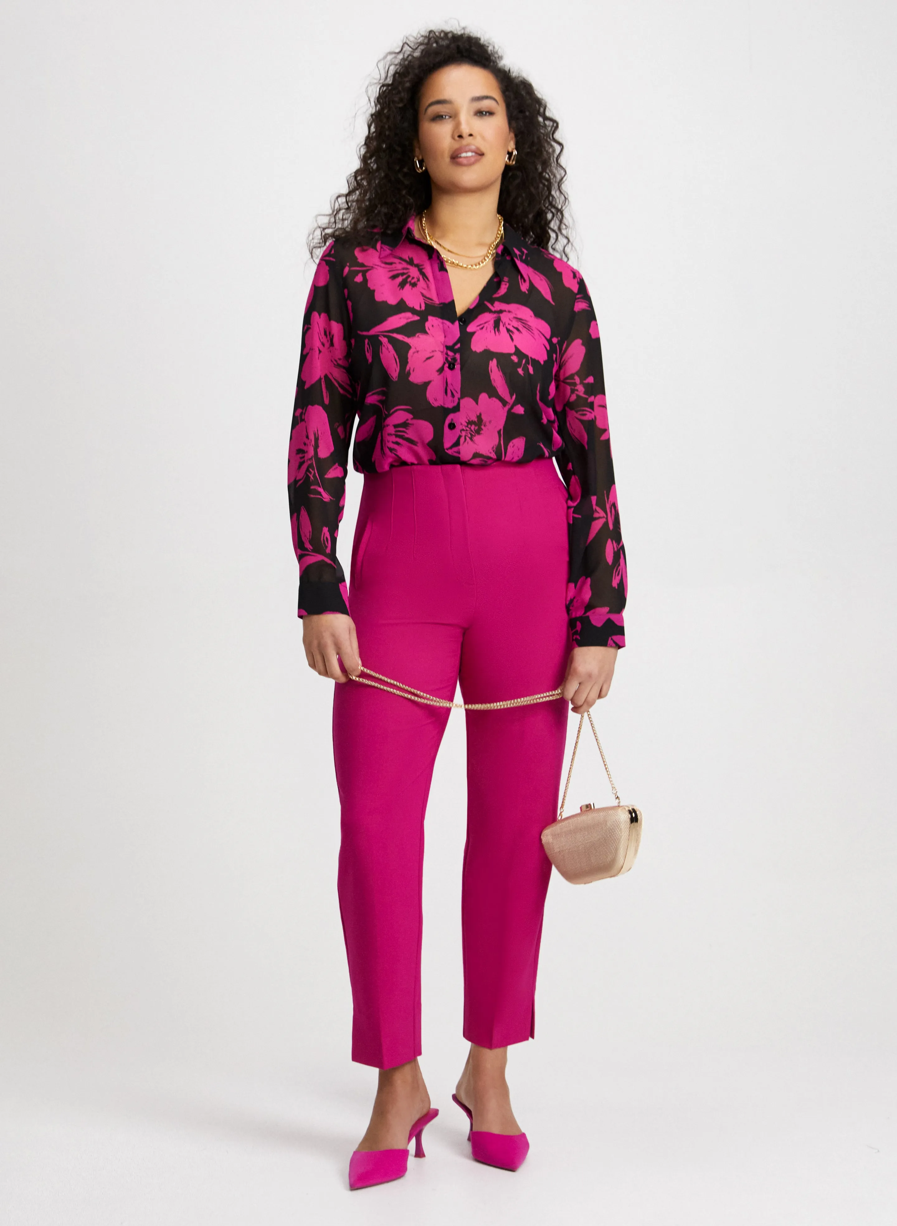 Floral Print Blouse & Slim Leg Pants sold by Laura