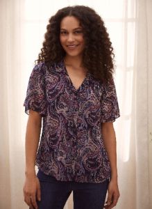 Paisley Print V-Neck Blouse sold by Laura