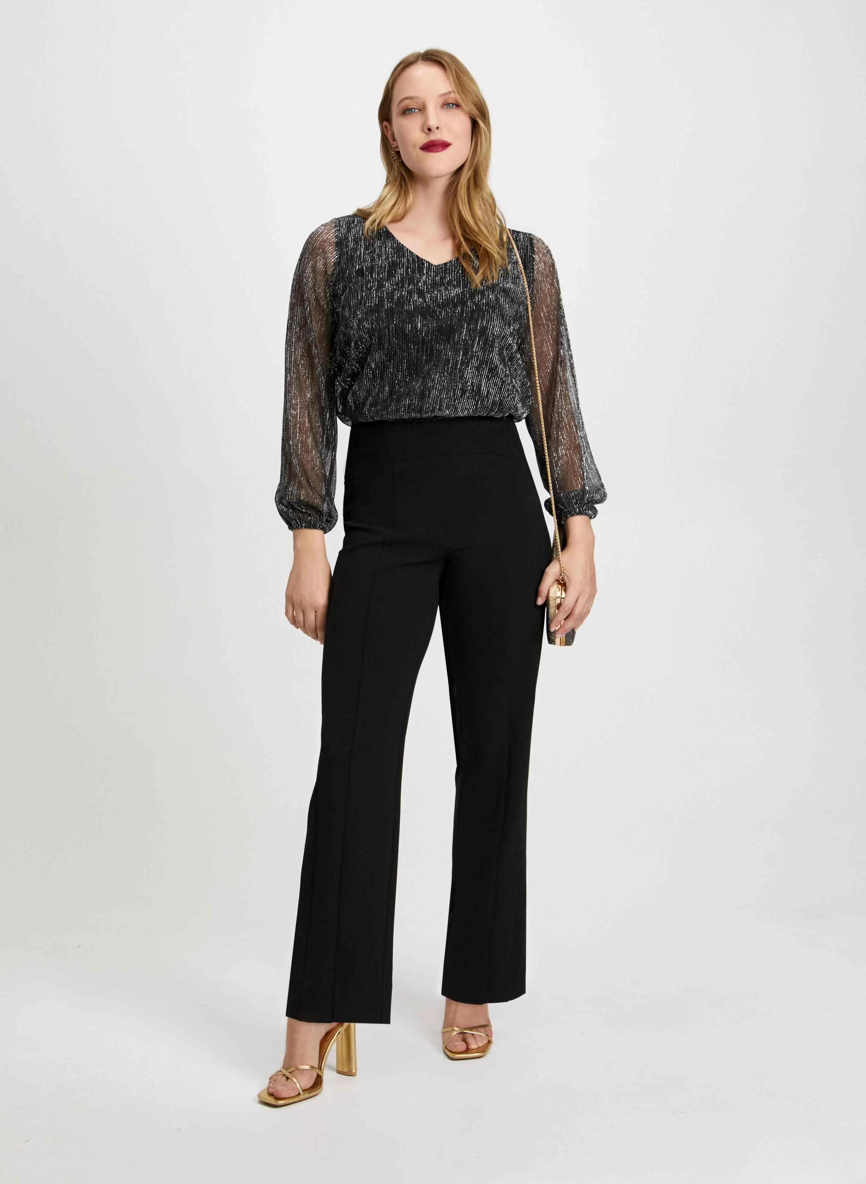 Metallic Crinkle Top & Wide Leg Pants sold by Laura