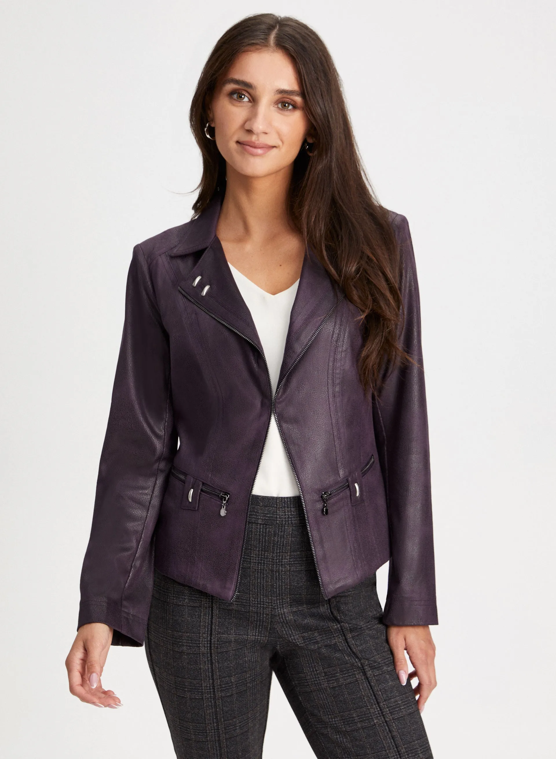 Stud Detail Faux Suede Jacket sold by Laura