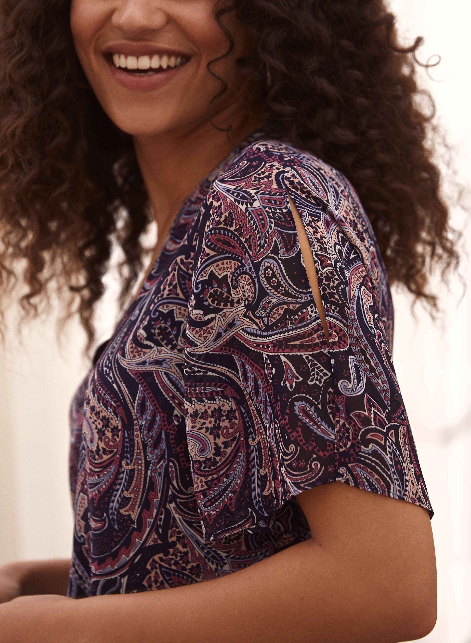 Paisley Print V-Neck Blouse sold by Laura