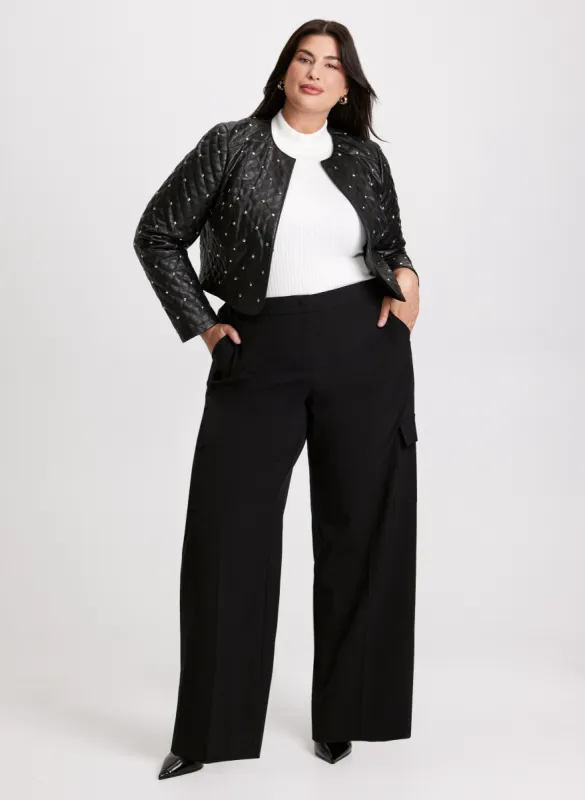 Studded Vegan Leather Jacket & Cargo Pants sold by Laura